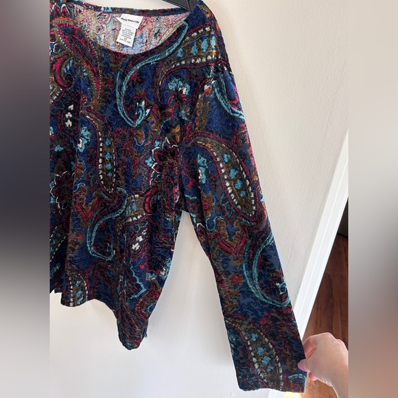 Y2K BONWORTH Burnout Velvet Paisley Jewel Tone Top Whimsigoth Fairy Grunge Sz LP - Picture 7 of 12